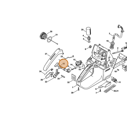 STIHL part 1128-180-0912 — IPL diagram snippet (6x zoom, amber highlight)