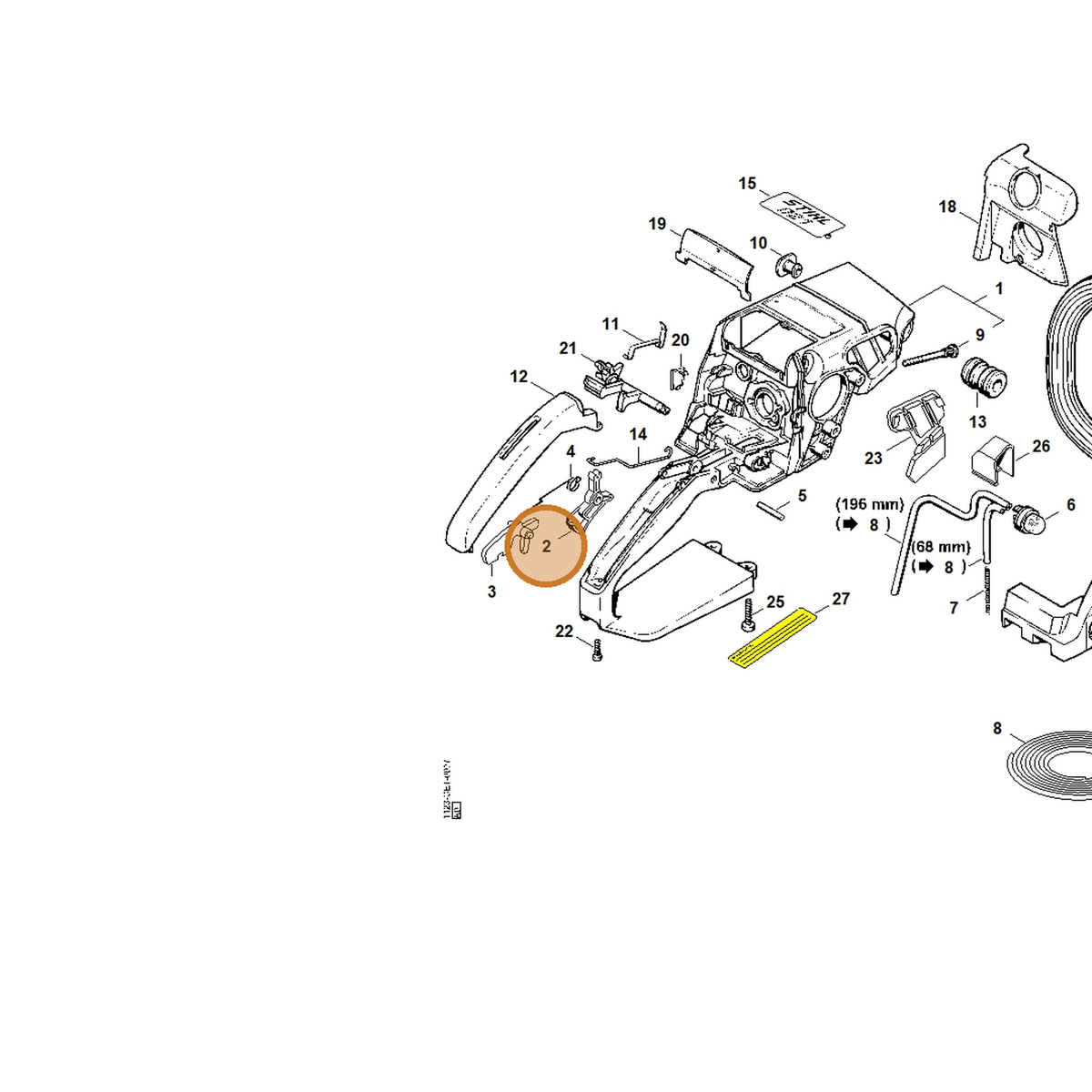 STIHL part 1128-182-1005 — IPL diagram snippet (6x zoom, amber highlight)