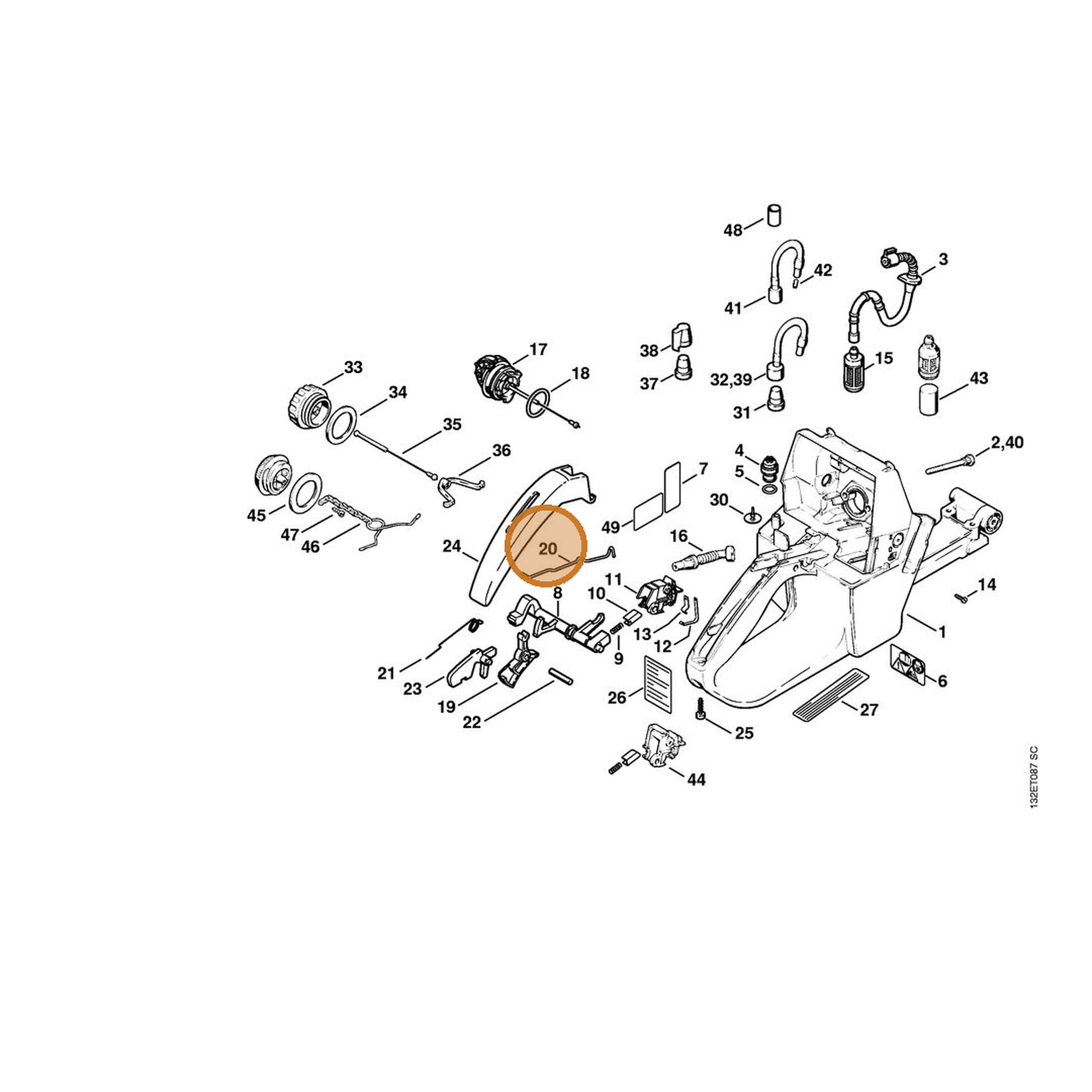 STIHL part 1128-182-1500 — IPL diagram snippet (6x zoom, amber highlight)