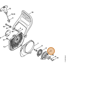 STIHL part 1128-195-0400 — IPL diagram snippet (6x zoom, amber highlight)