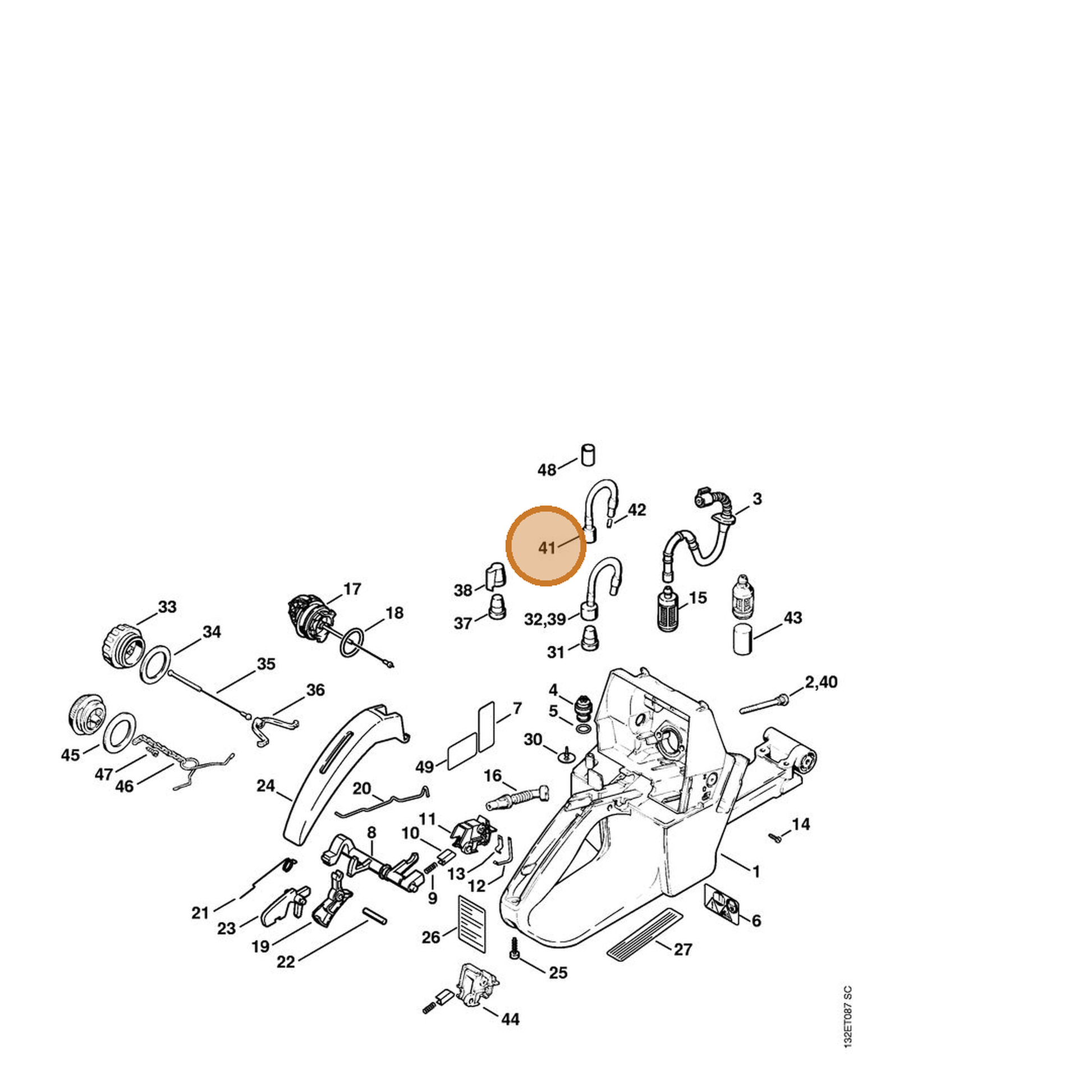 STIHL part 1128-350-5805 — IPL diagram snippet (6x zoom, amber highlight)