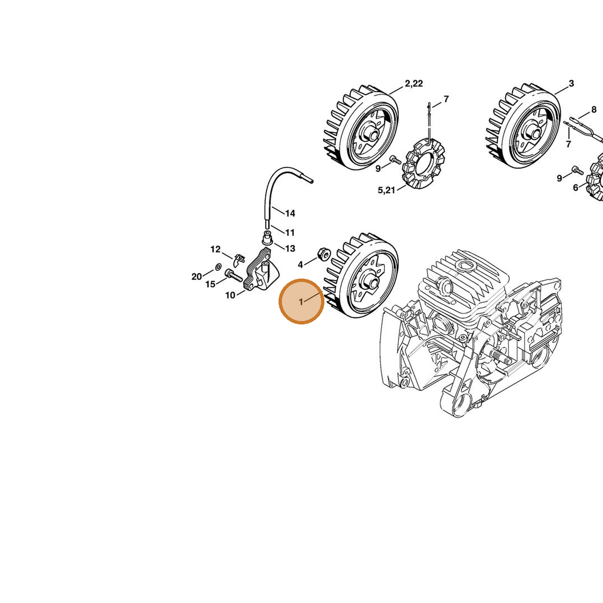 STIHL part 1128-400-1211 — IPL diagram snippet (6x zoom, amber highlight)