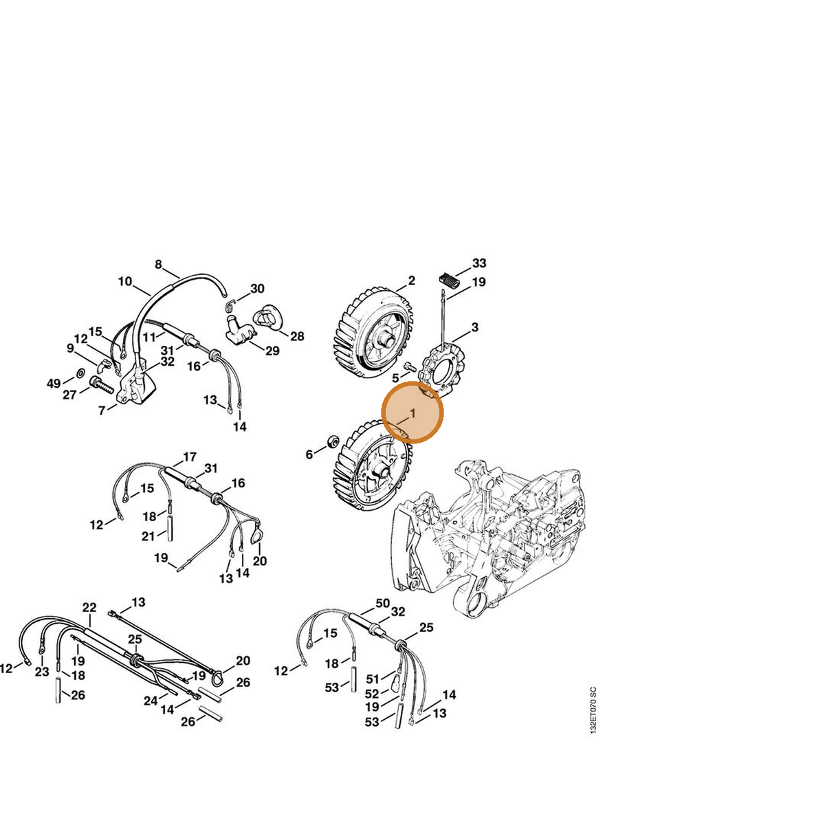 STIHL part 1128-400-1214 — IPL diagram snippet (6x zoom, amber highlight)