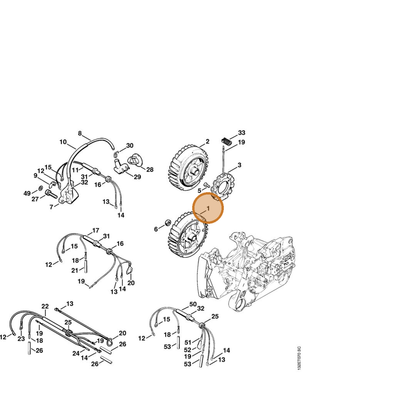 STIHL part 1128-400-1214 — IPL diagram snippet (6x zoom, amber highlight)