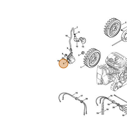 STIHL part 1128-400-1313 — IPL diagram snippet (6x zoom, amber highlight)