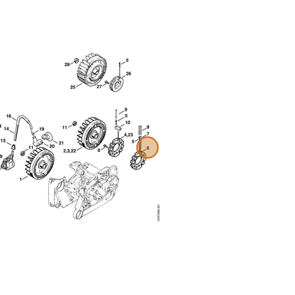 STIHL part 1128-404-3502 — IPL diagram snippet (6x zoom, amber highlight)