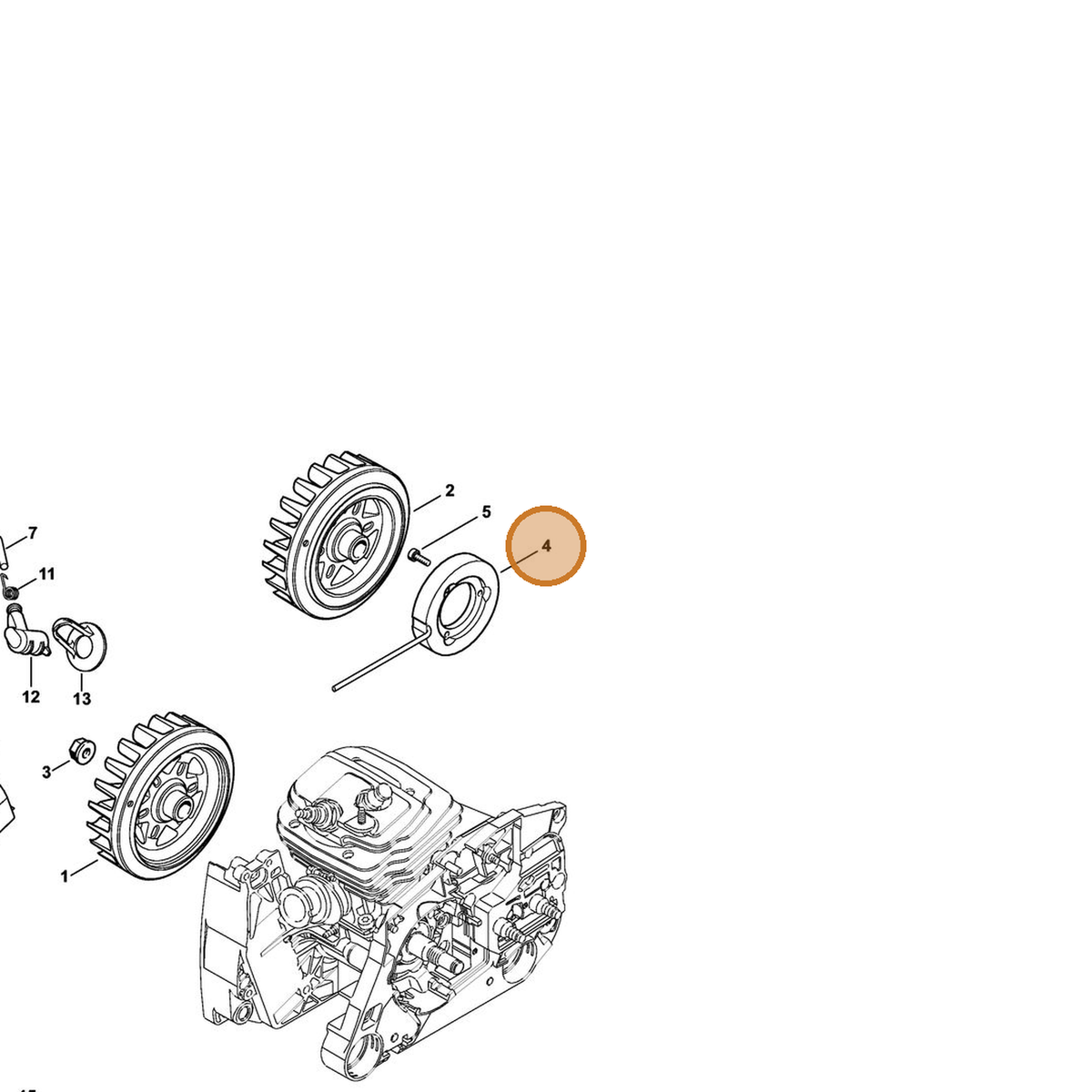 STIHL part 1128-404-3503 — IPL diagram snippet (6x zoom, amber highlight)