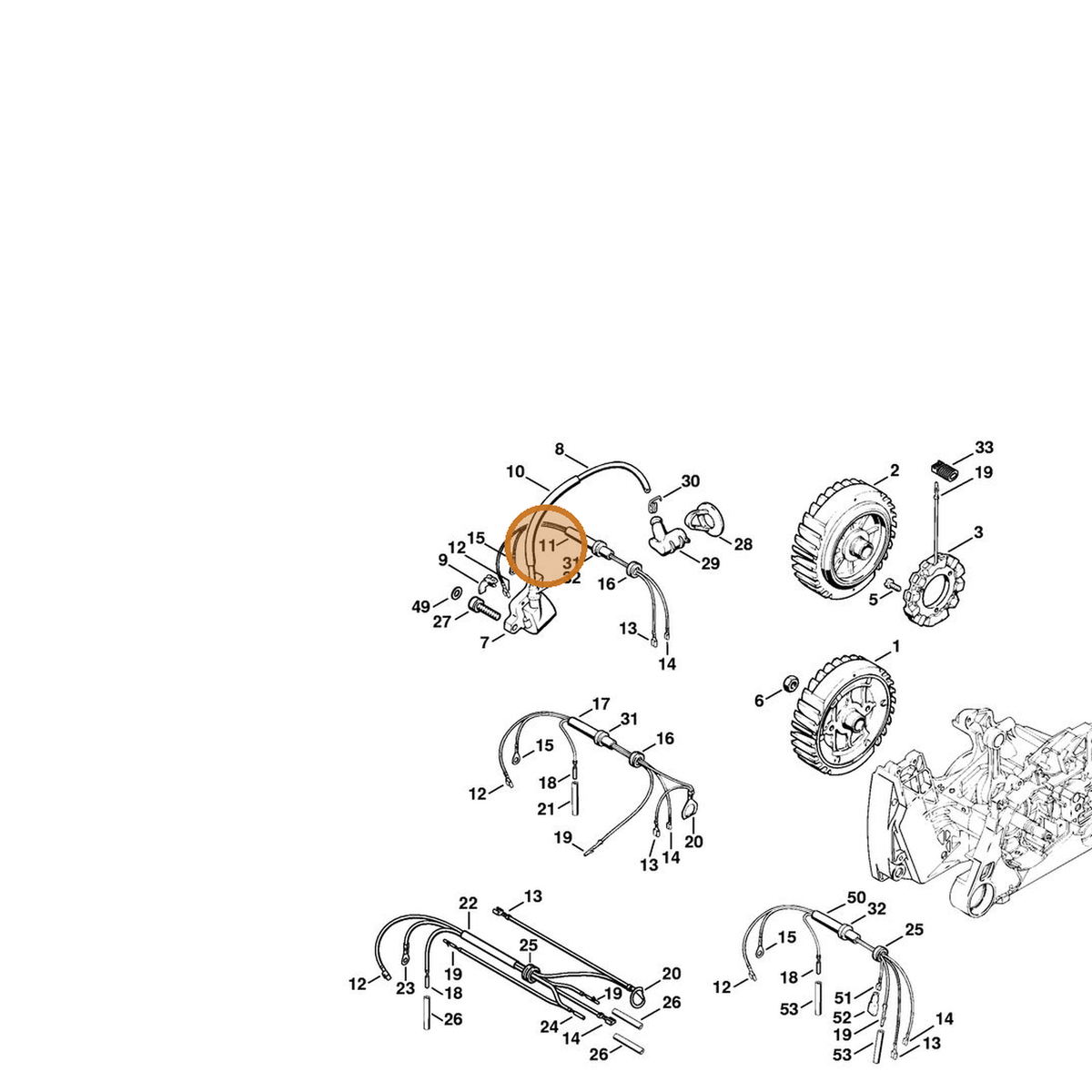STIHL part 1128-440-3002 — IPL diagram snippet (6x zoom, amber highlight)