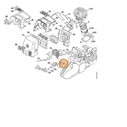 STIHL part 1128-442-1600 — IPL diagram snippet (6x zoom, amber highlight)