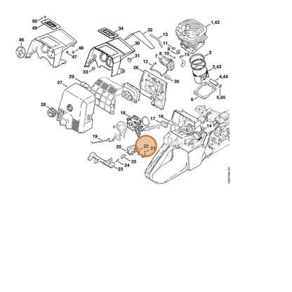 STIHL part 1128-442-1601 — IPL diagram snippet (6x zoom, amber highlight)