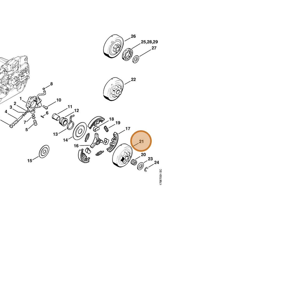 STIHL part 1128-640-2000 — IPL diagram snippet (6x zoom, amber highlight)