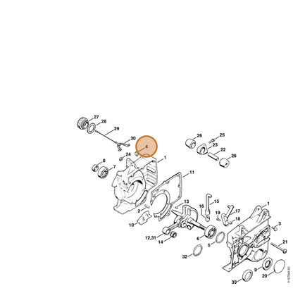 STIHL part 1128-640-9100 — IPL diagram snippet (6x zoom, amber highlight)