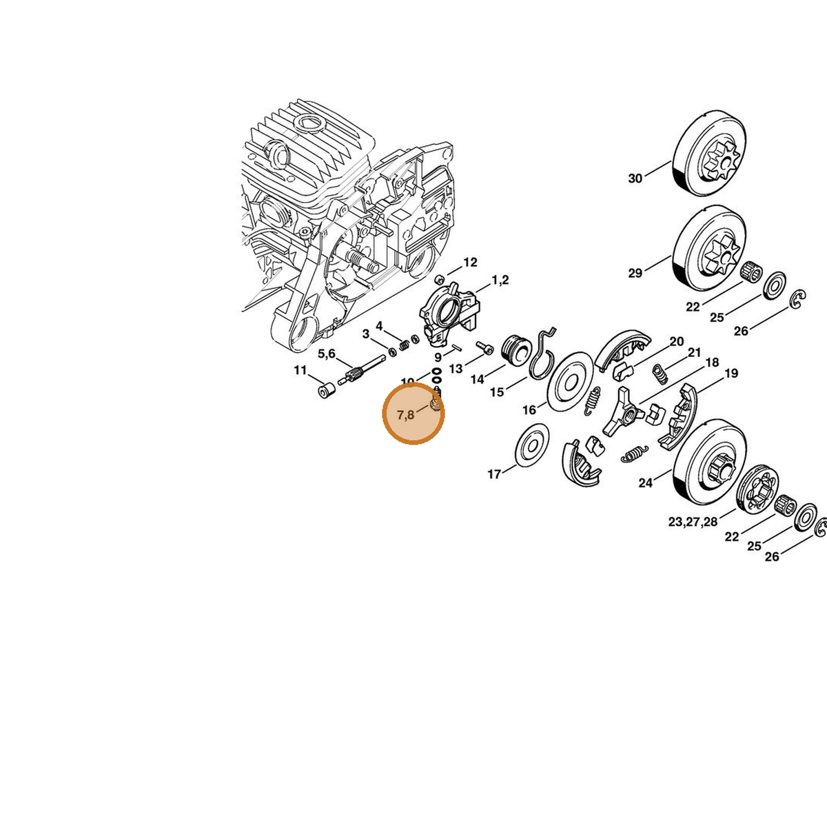 STIHL part 1128-647-4803 — IPL diagram snippet (6x zoom, amber highlight)