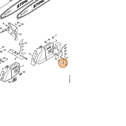 STIHL part 1128-664-0502 — IPL diagram snippet (6x zoom, amber highlight)