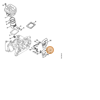STIHL part 1128-664-1001 — IPL diagram snippet (6x zoom, amber highlight)