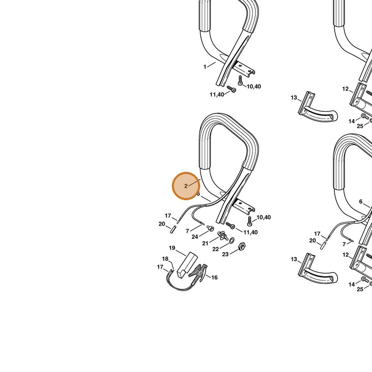 STIHL part 1128-790-1754 — IPL diagram snippet (6x zoom, amber highlight)