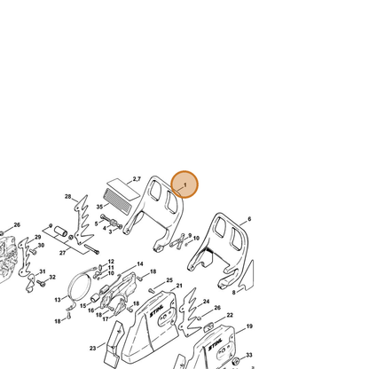 STIHL part 1128-790-9150 — IPL diagram snippet (6x zoom, amber highlight)