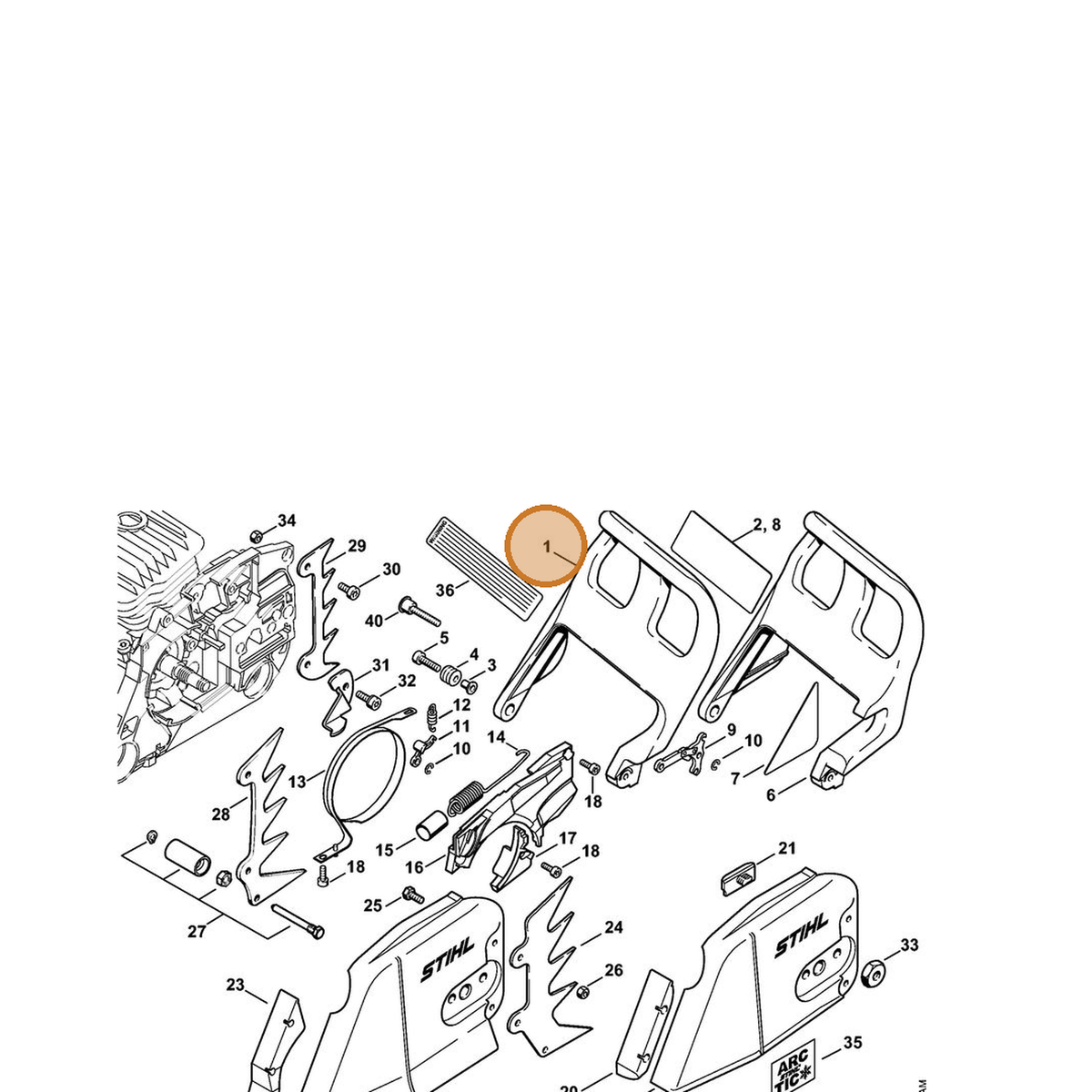 STIHL part 1128-790-9152 — IPL diagram snippet (6x zoom, amber highlight)