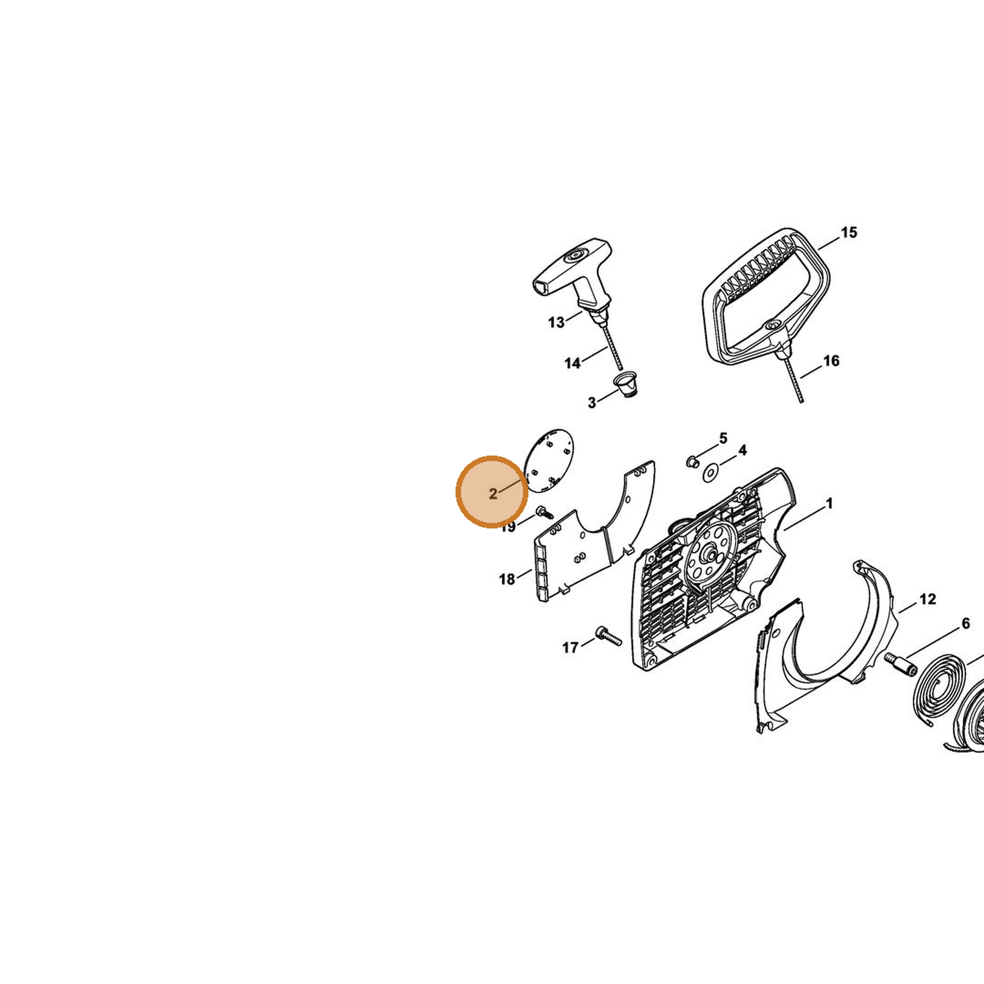 STIHL part 1128-967-1515 — IPL diagram snippet (6x zoom, amber highlight)