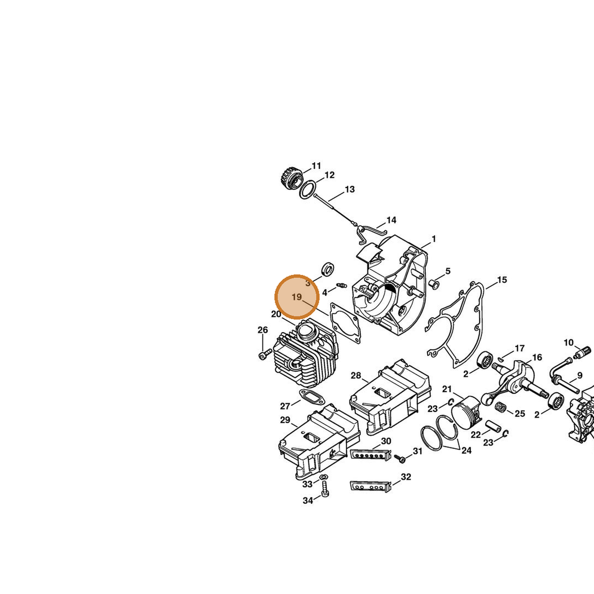 STIHL part 1129-029-2300 — IPL diagram snippet (6x zoom, amber highlight)
