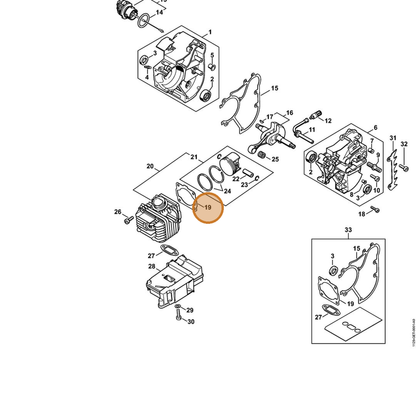 STIHL part 1129-029-2303 — IPL diagram snippet (6x zoom, amber highlight)