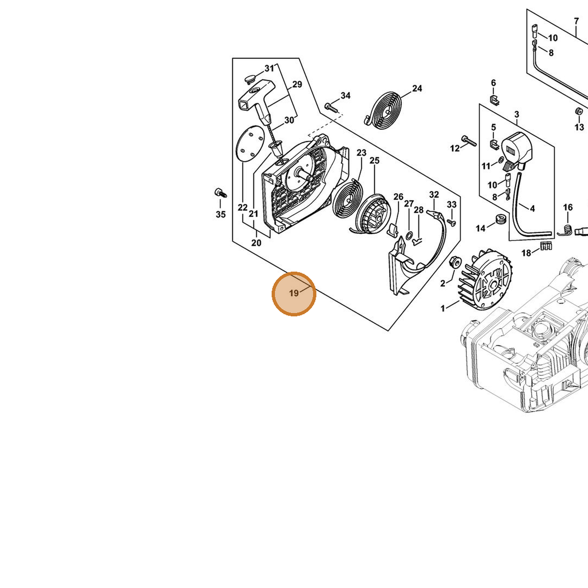STIHL part 1129-080-2105 — IPL diagram snippet (6x zoom, amber highlight)