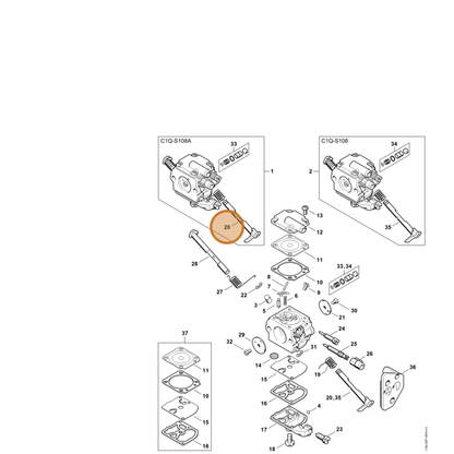 STIHL part 1129-120-7103 — IPL diagram snippet (6x zoom, amber highlight)