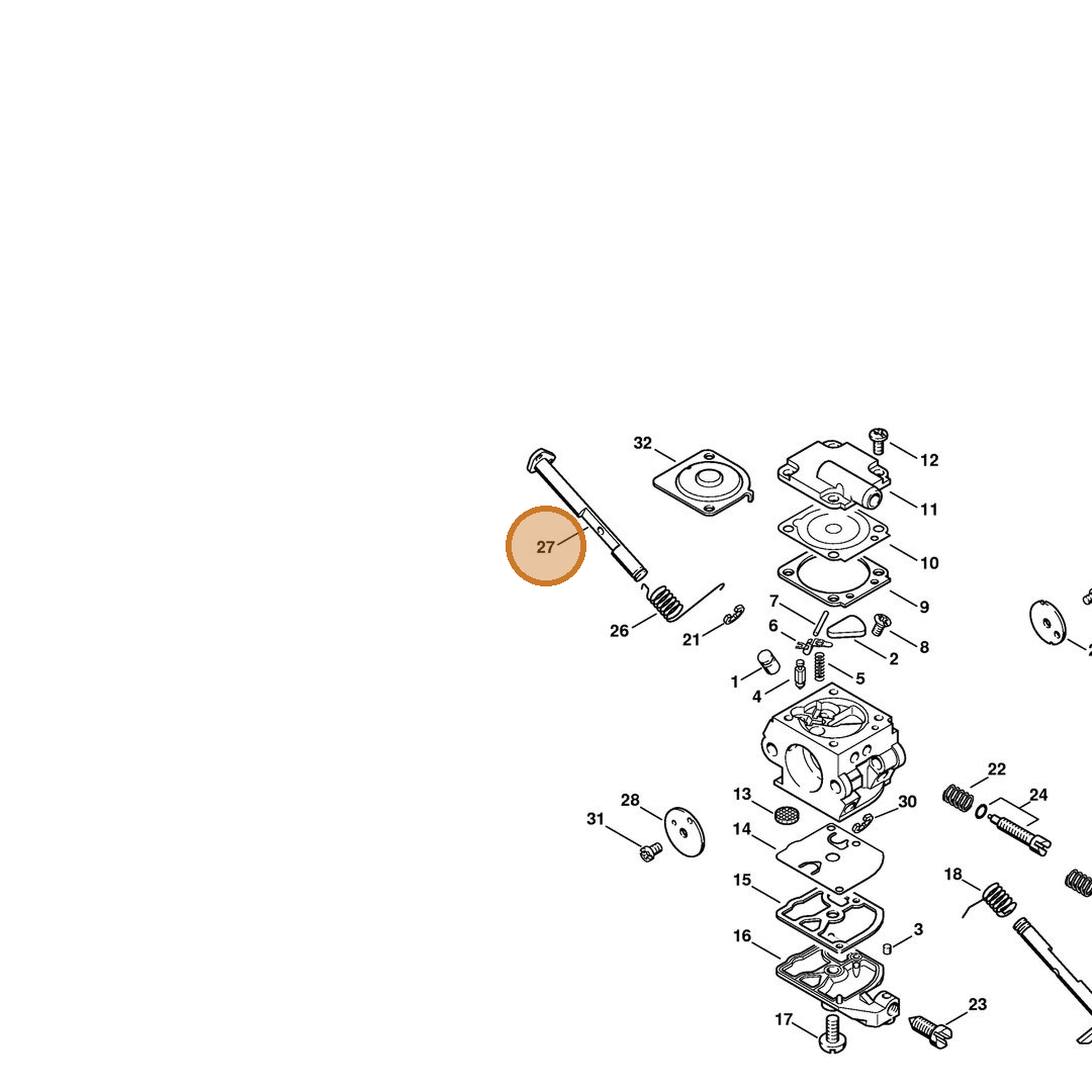 STIHL part 1129-120-7201 — IPL diagram snippet (6x zoom, amber highlight)