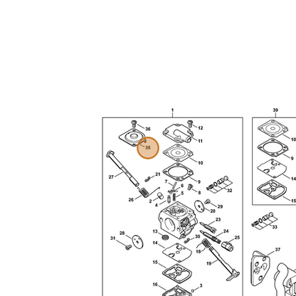 STIHL part 1129-121-0800 — IPL diagram snippet (6x zoom, amber highlight)