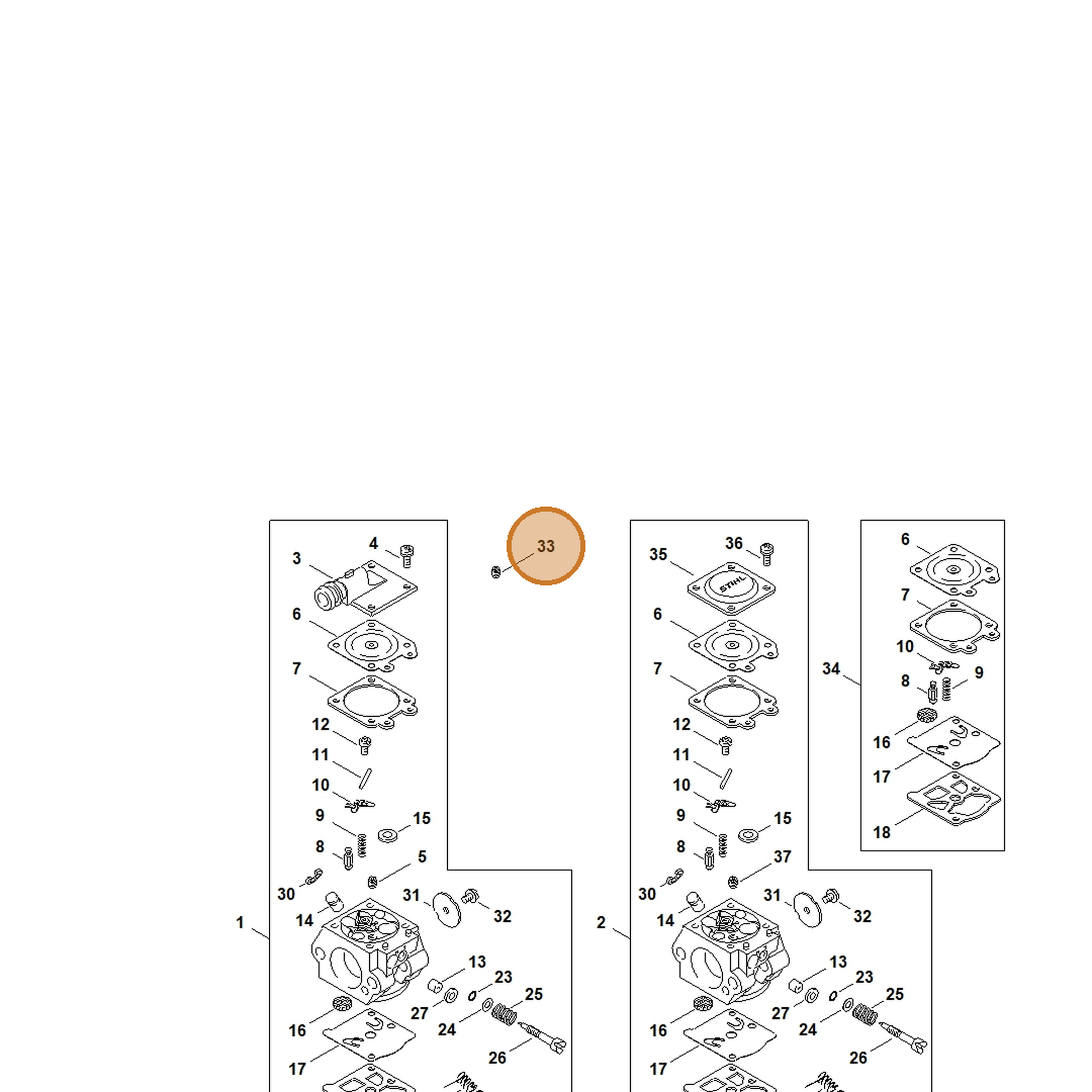 STIHL part 1129-121-5600 — IPL diagram snippet (6x zoom, amber highlight)