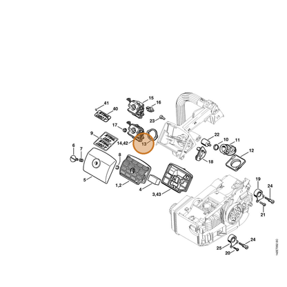 STIHL part 1129-121-8600 — IPL diagram snippet (6x zoom, amber highlight)