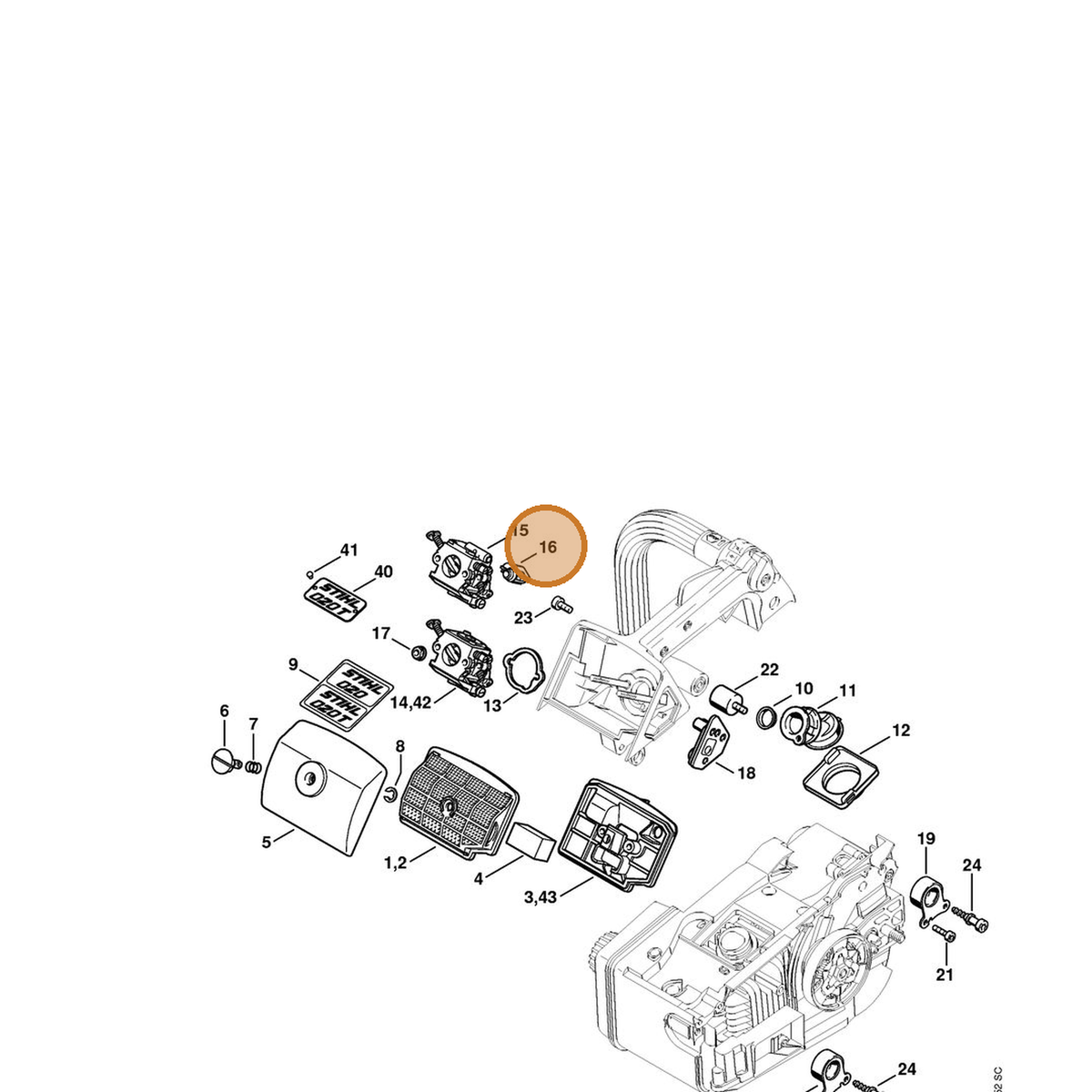 STIHL part 1129-122-3300 — IPL diagram snippet (6x zoom, amber highlight)