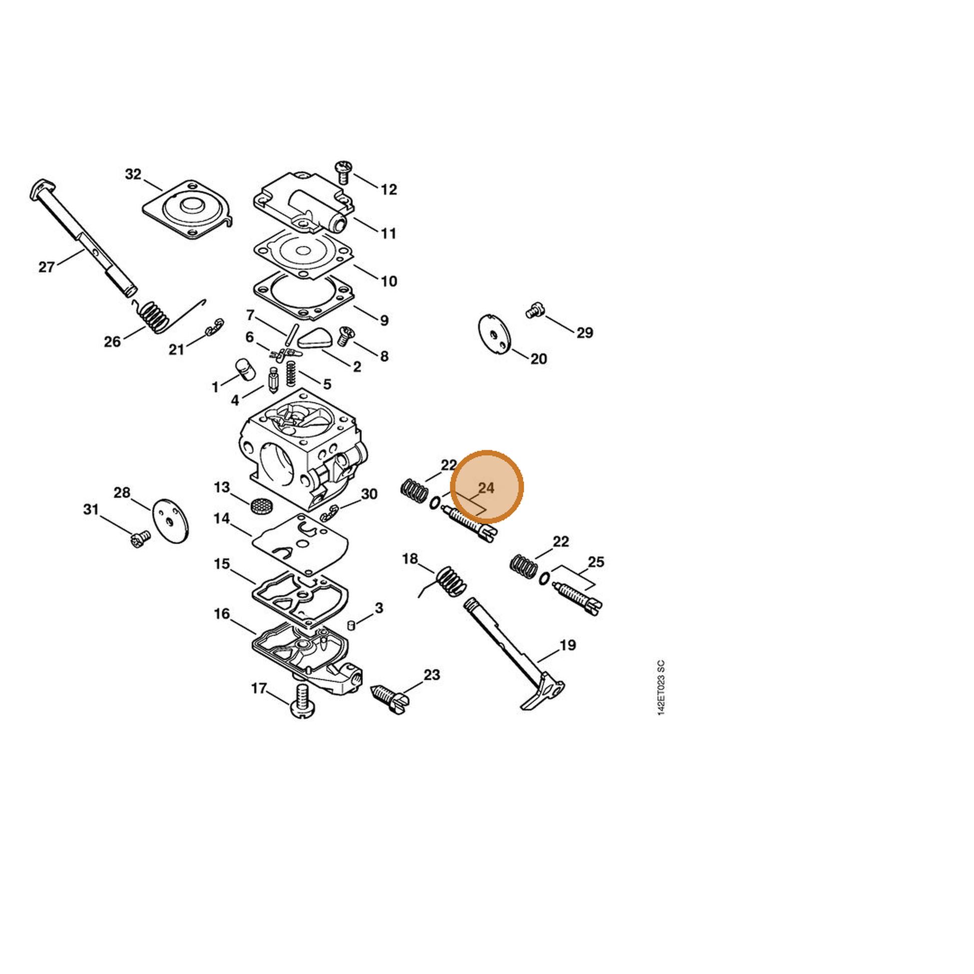 STIHL part 1129-122-6801 — IPL diagram snippet (6x zoom, amber highlight)