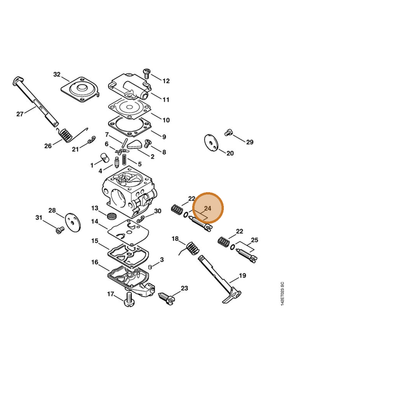 STIHL part 1129-122-6801 — IPL diagram snippet (6x zoom, amber highlight)
