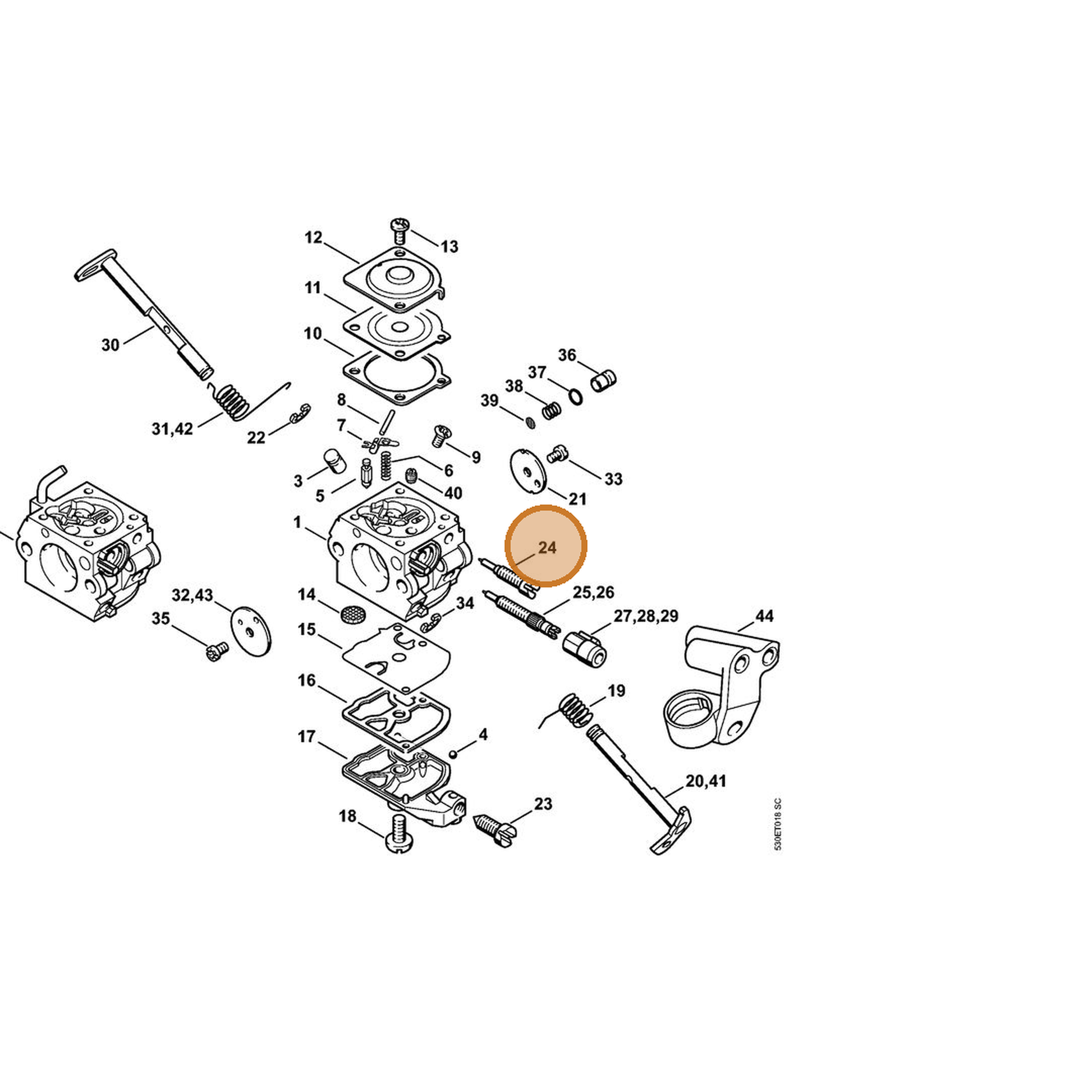 STIHL part 1129-122-6802 — IPL diagram snippet (6x zoom, amber highlight)