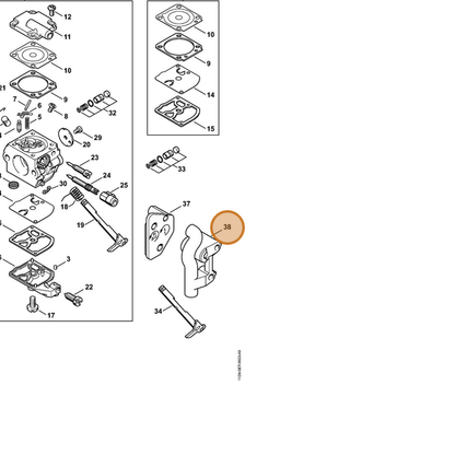 STIHL part 1129-123-7509 — IPL diagram snippet (6x zoom, amber highlight)