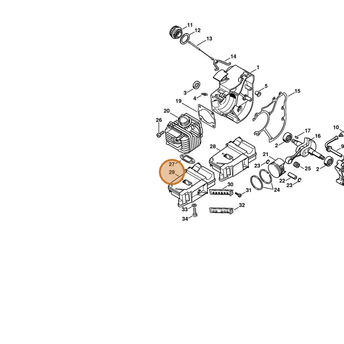 STIHL part 1129-140-0601 — IPL diagram snippet (6x zoom, amber highlight)