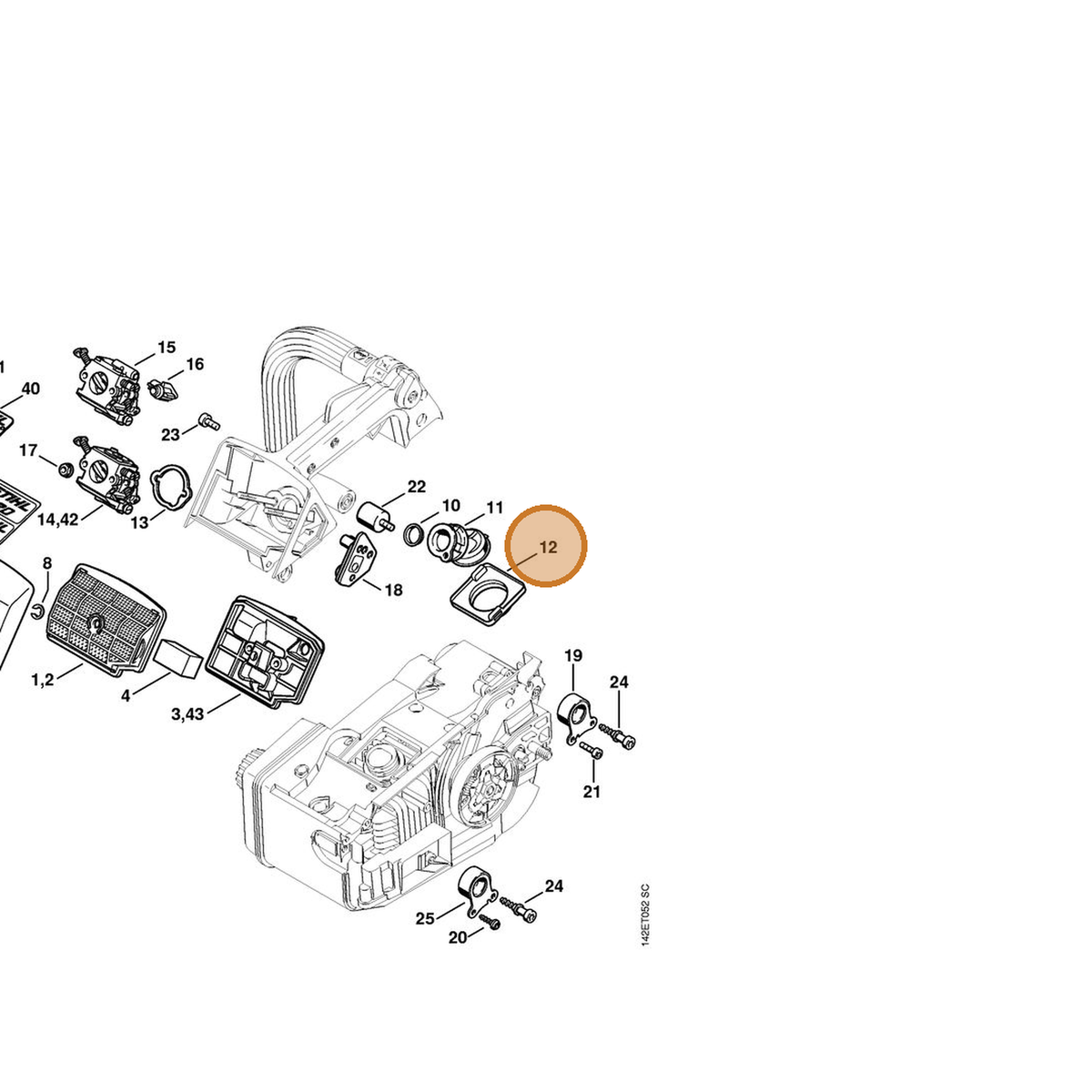 STIHL part 1129-141-3300 — IPL diagram snippet (6x zoom, amber highlight)