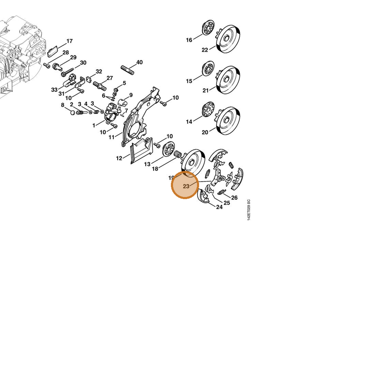 STIHL part 1129-160-2000 — IPL diagram snippet (6x zoom, amber highlight)
