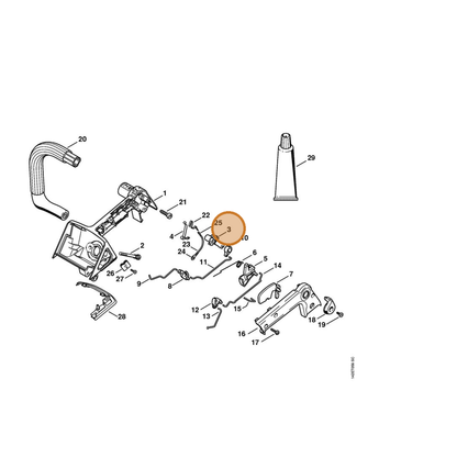 STIHL part 1129-180-0900 — IPL diagram snippet (6x zoom, amber highlight)