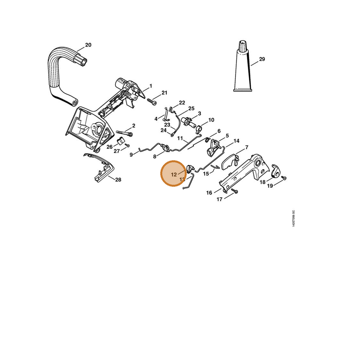 STIHL part 1129-180-4000 — IPL diagram snippet (6x zoom, amber highlight)