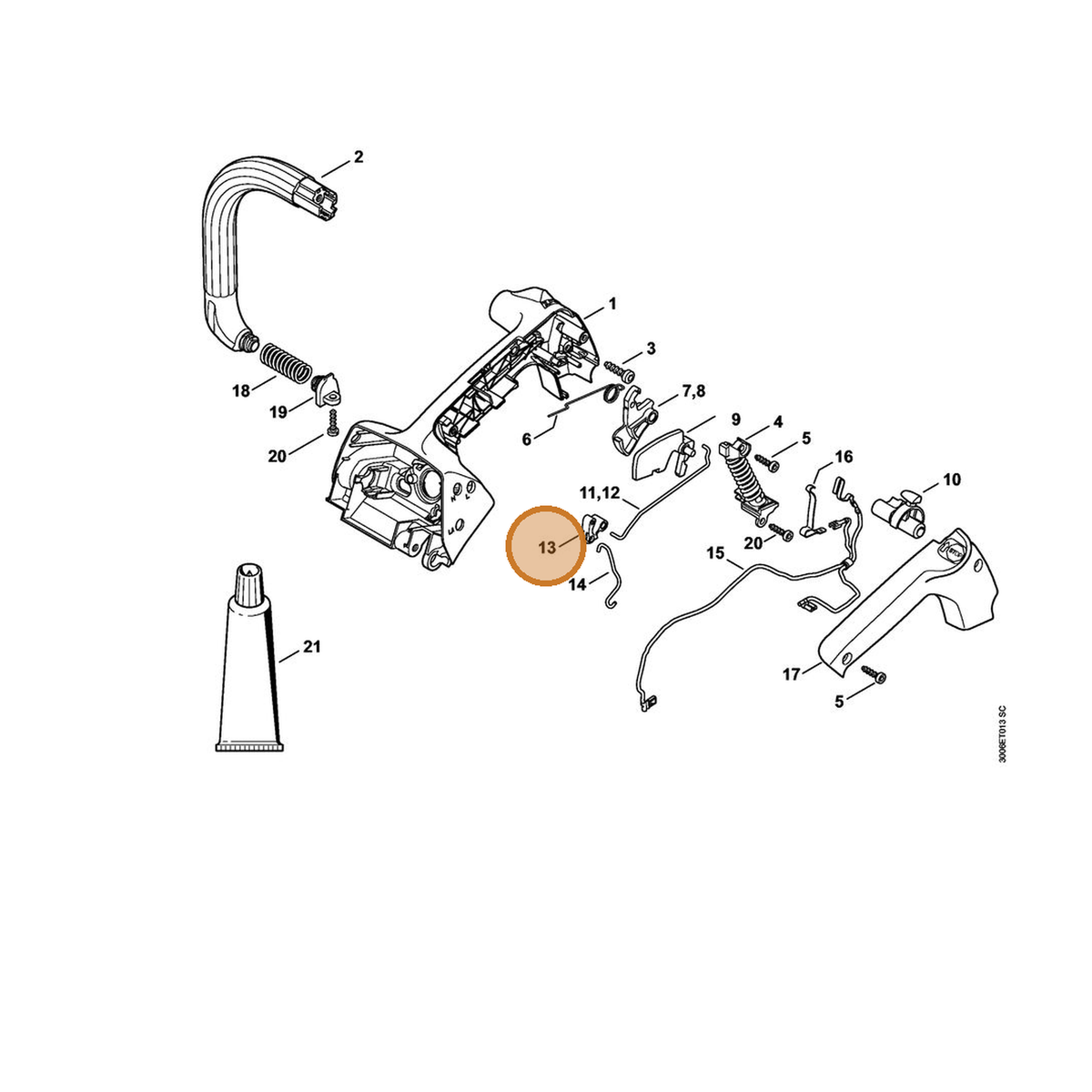 STIHL part 1129-182-0400 — IPL diagram snippet (6x zoom, amber highlight)