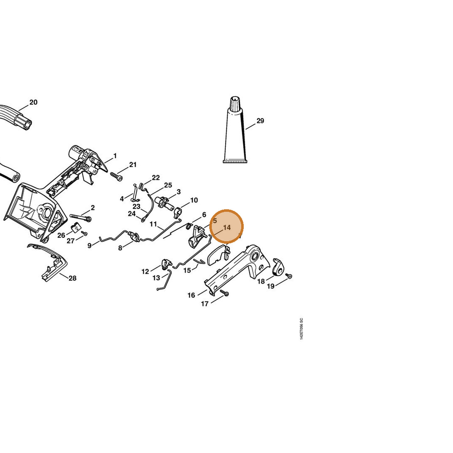 STIHL part 1129-182-1501 — IPL diagram snippet (6x zoom, amber highlight)