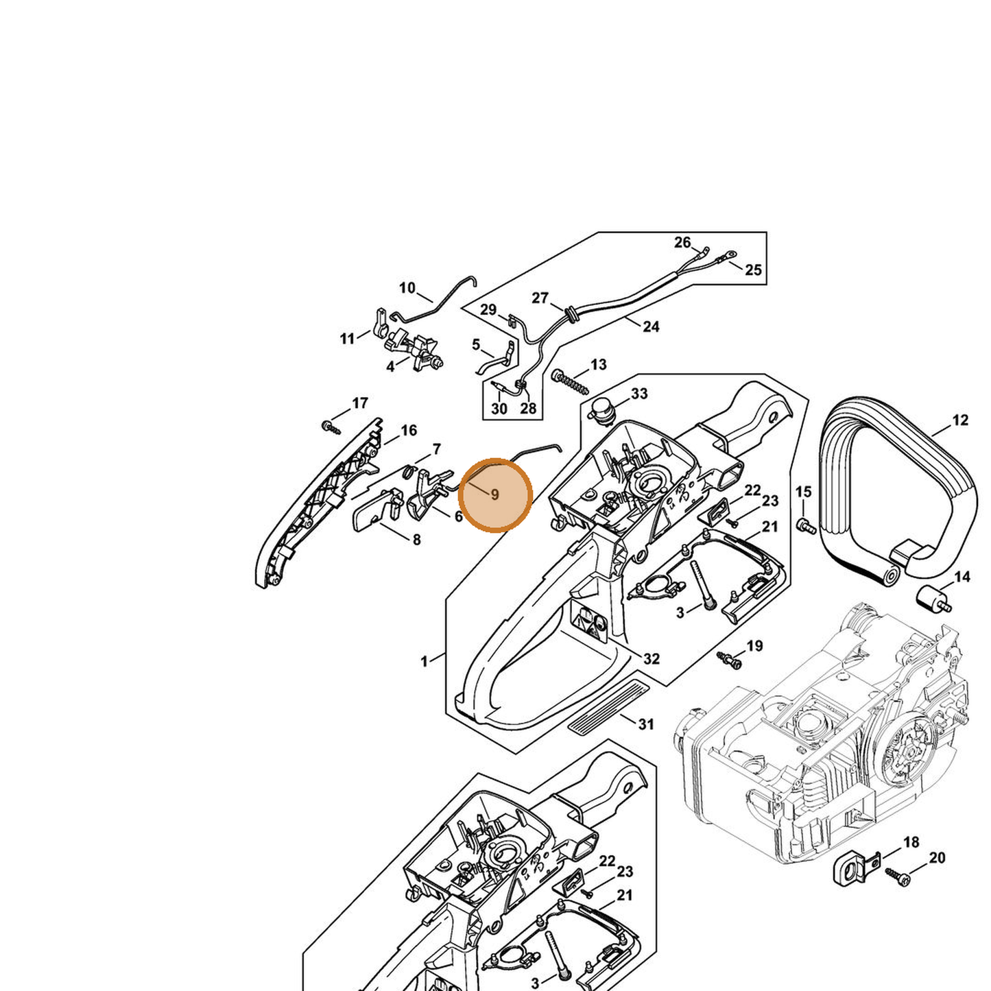 STIHL part 1129-182-1502 — IPL diagram snippet (6x zoom, amber highlight)