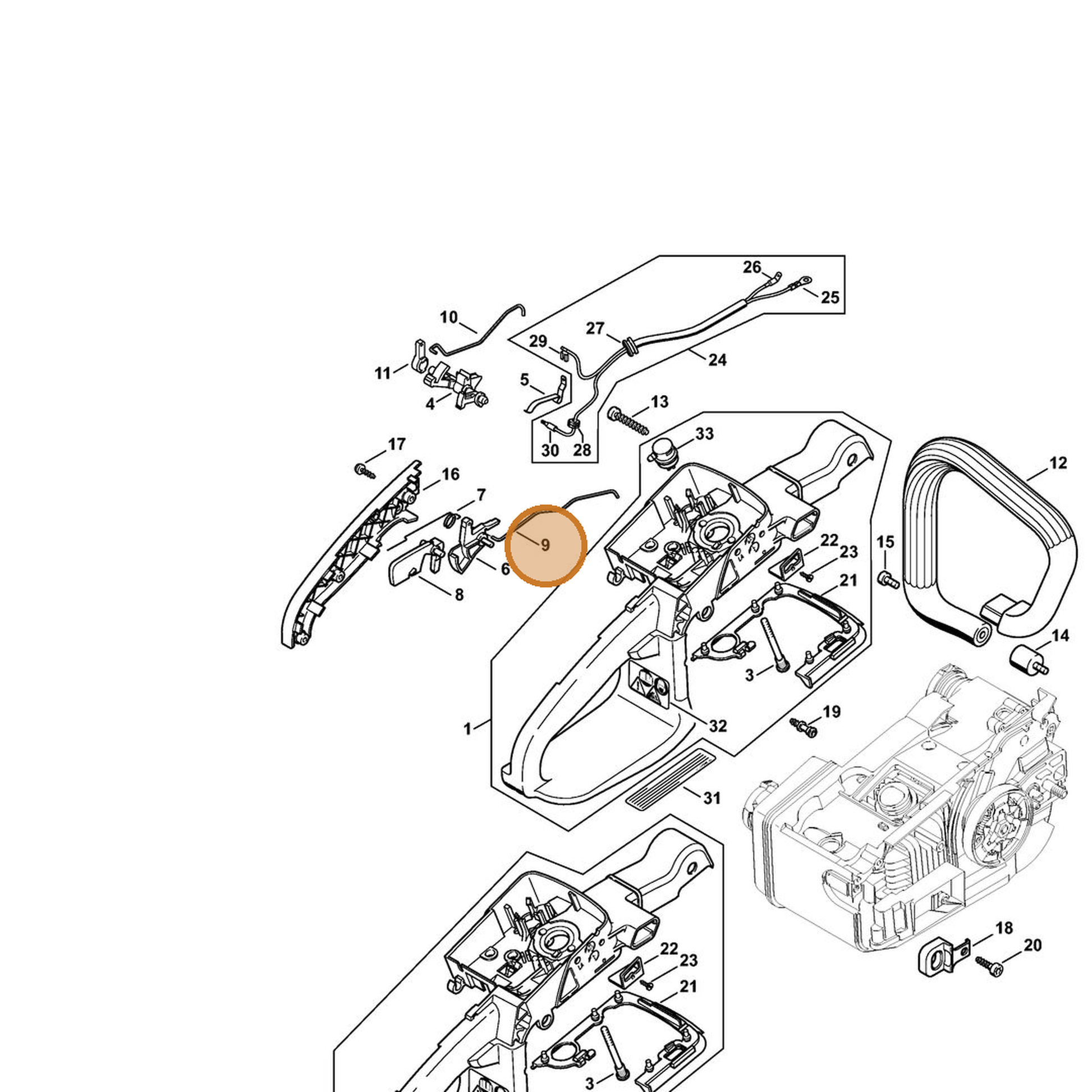 STIHL part 1129-182-1502 — IPL diagram snippet (6x zoom, amber highlight)
