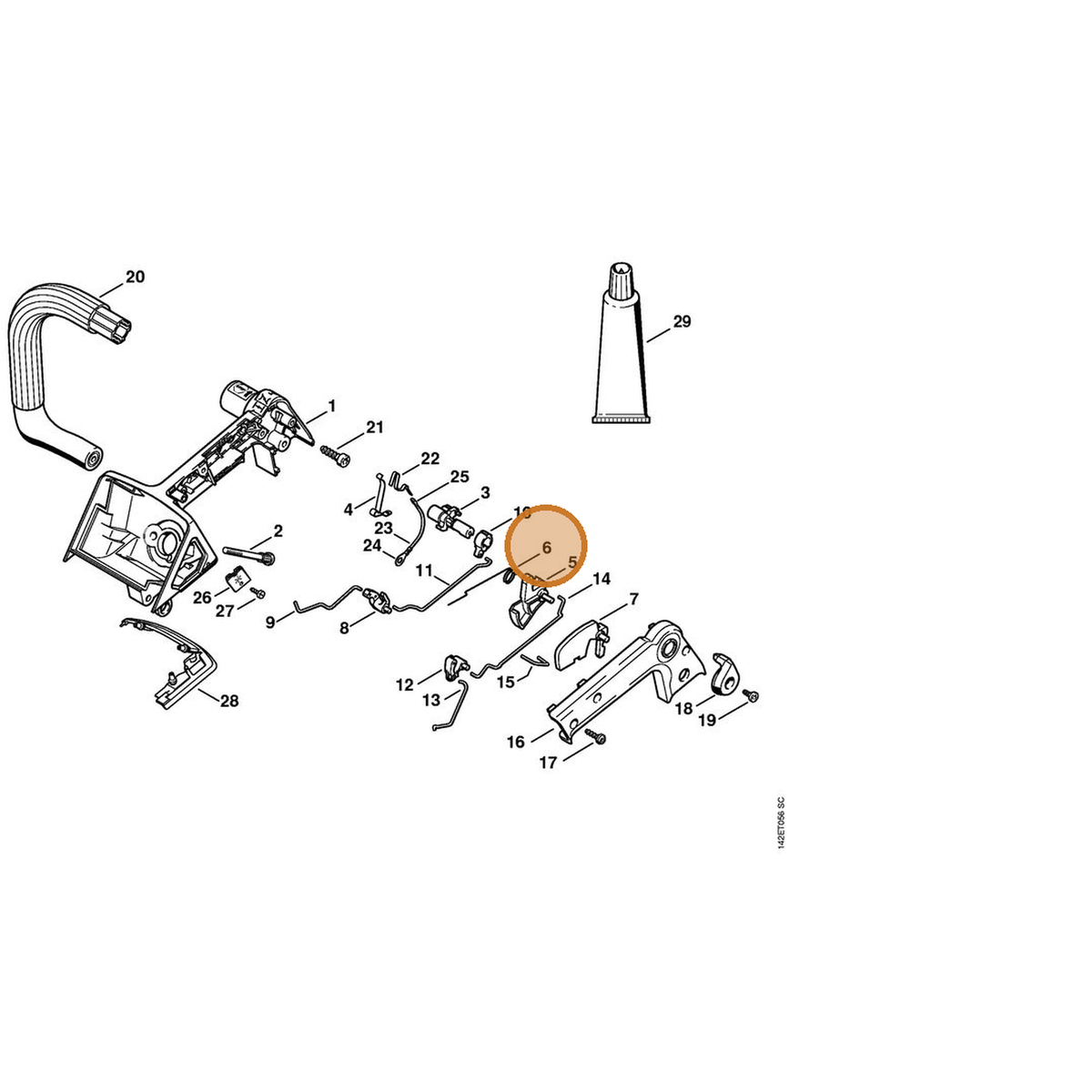 STIHL part 1129-182-4500 — IPL diagram snippet (6x zoom, amber highlight)