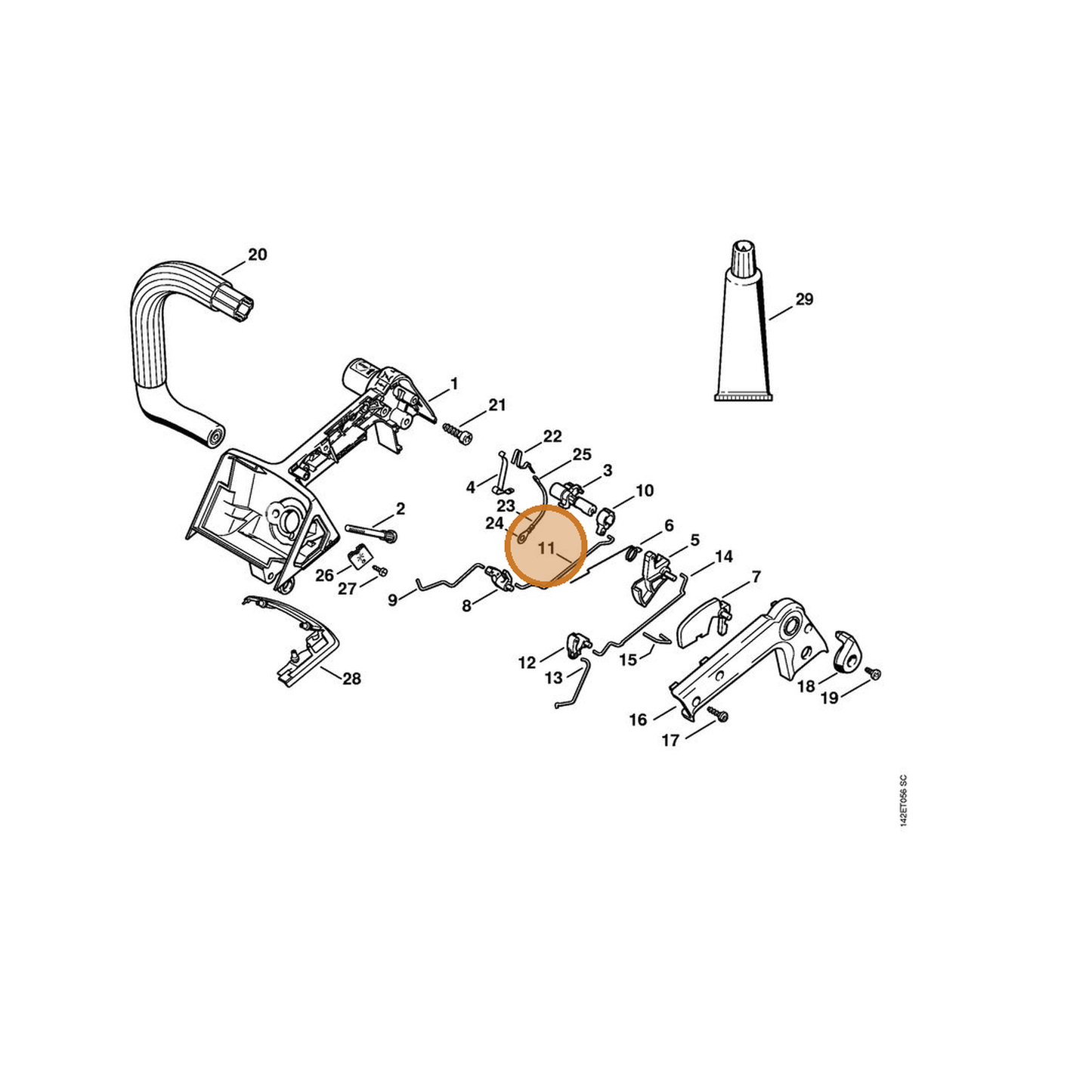 STIHL part 1129-185-1901 — IPL diagram snippet (6x zoom, amber highlight)