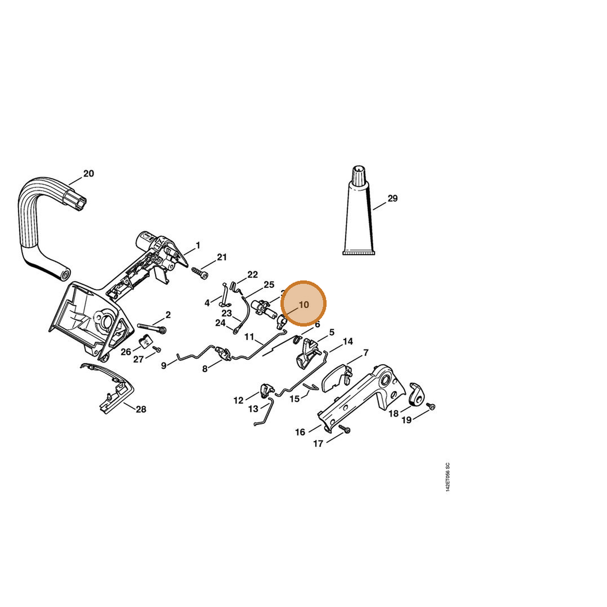 STIHL part 1129-185-2000 — IPL diagram snippet (6x zoom, amber highlight)