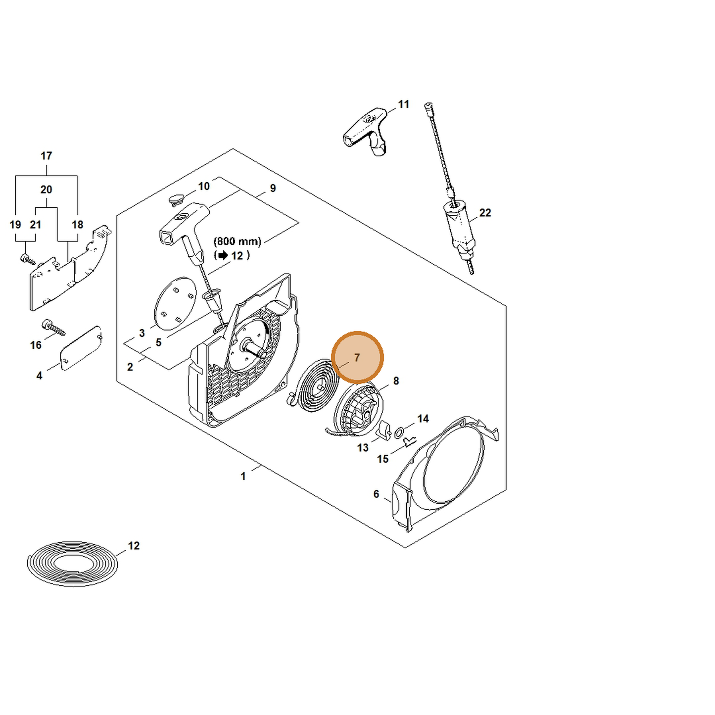 STIHL part 1129-190-0601 — IPL diagram snippet (6x zoom, amber highlight)
