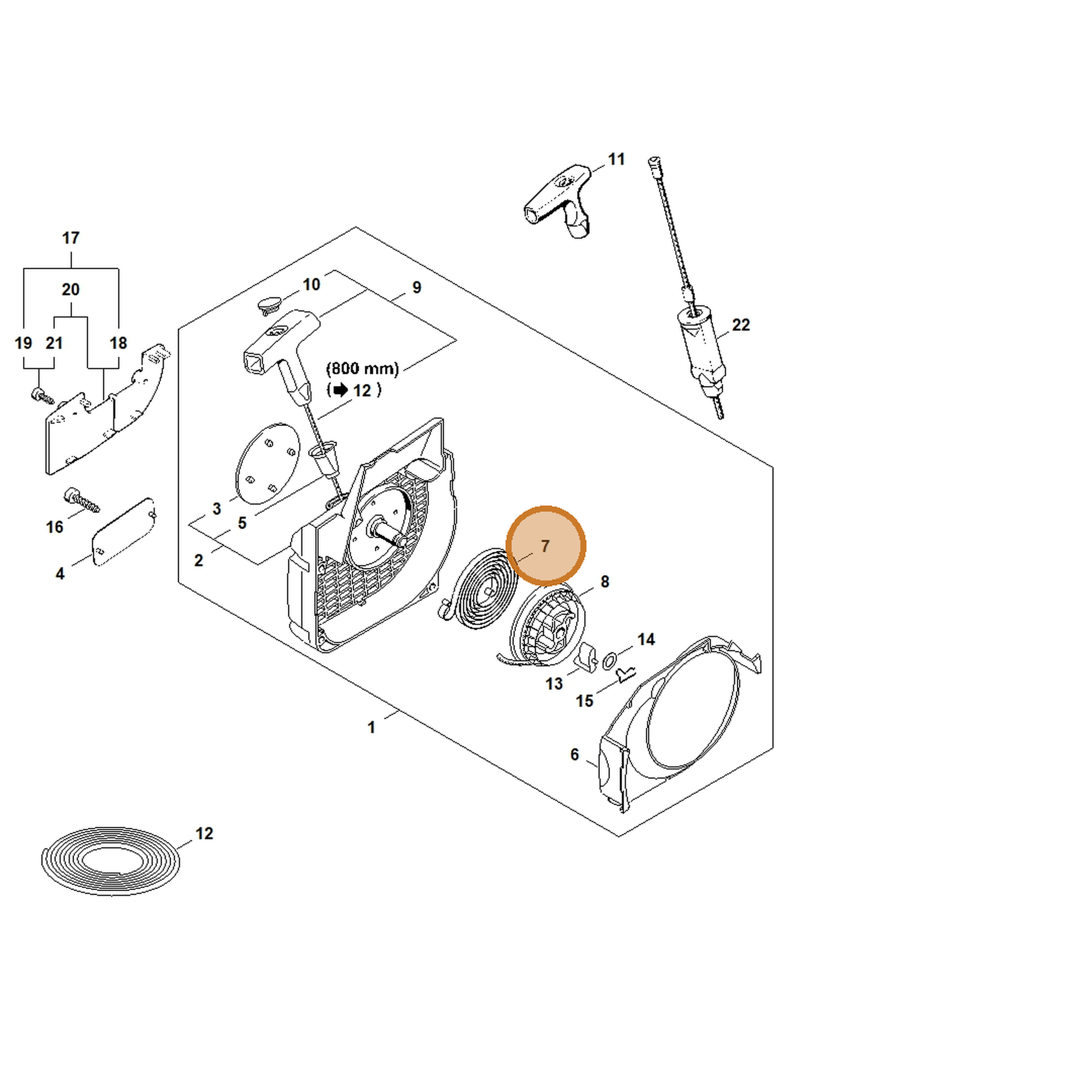 STIHL part 1129-190-0601 — IPL diagram snippet (6x zoom, amber highlight)